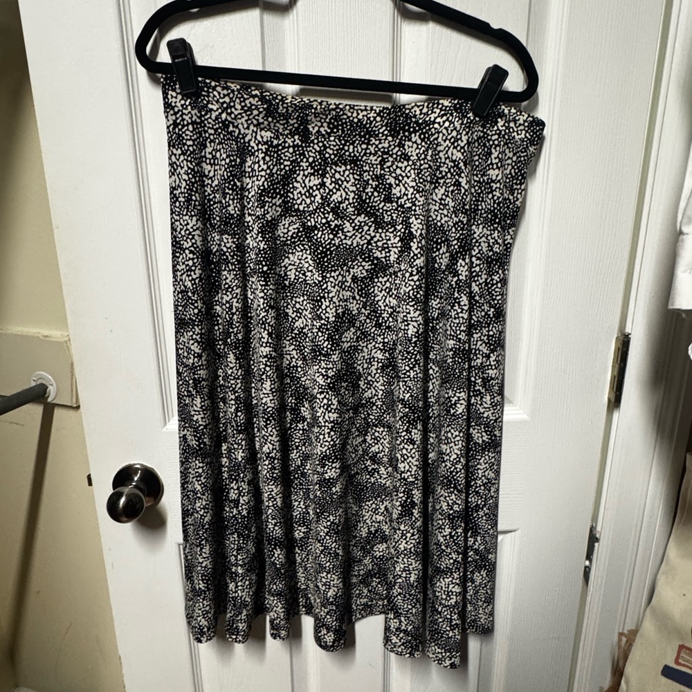 George Black and White A-Line Printed Midi Skirt